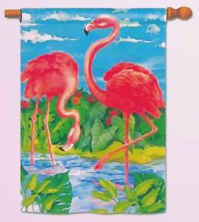 Pink flamingo decorative flag from the Huimao collection