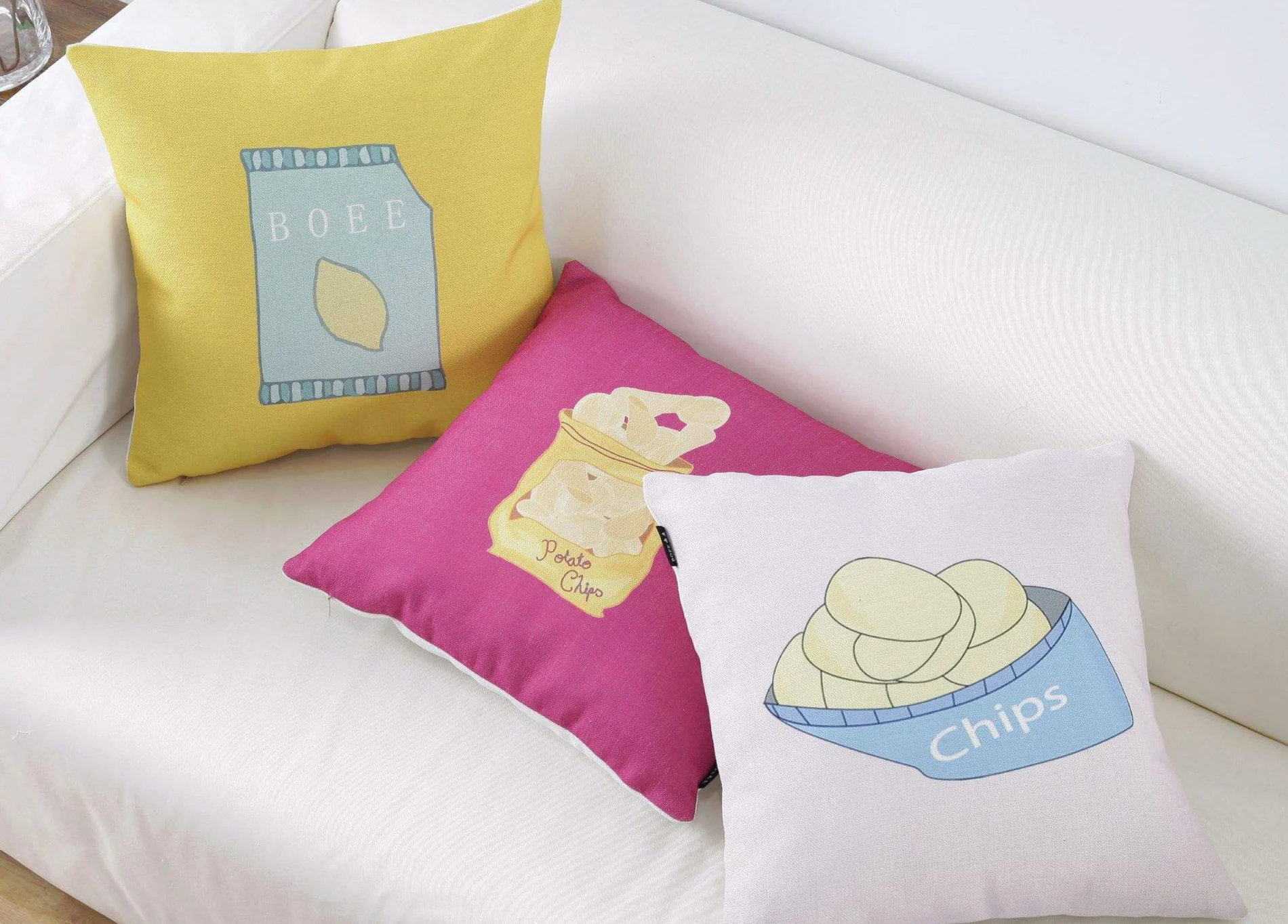 Colourful Huimao cushions in a bright living space